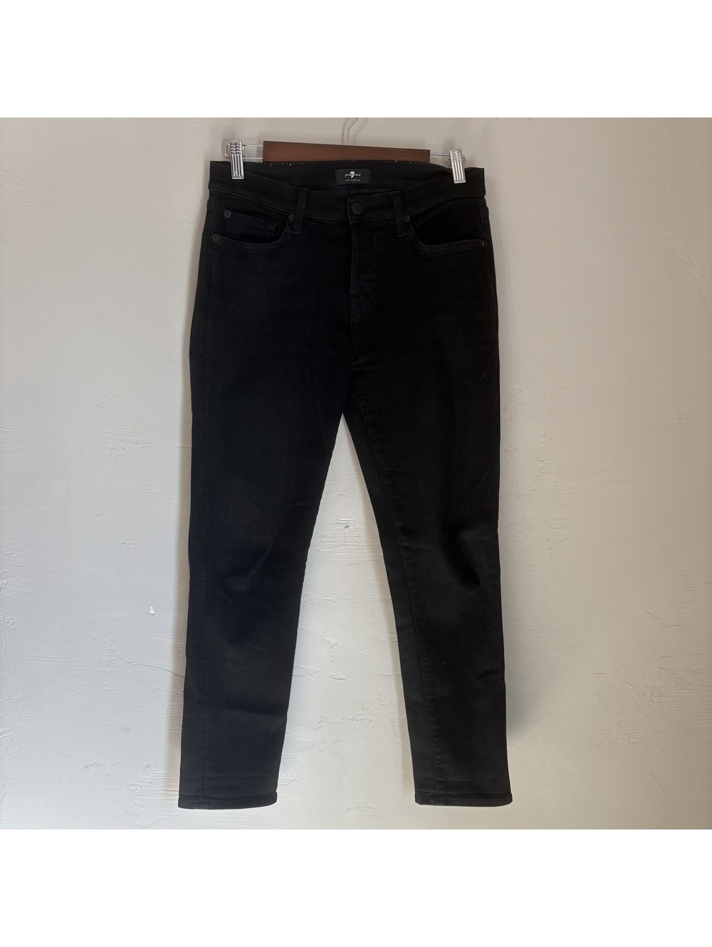 7 For All Mankind Josefina Skinny Boyfriend Jeans Black Size 25 Button Fly
